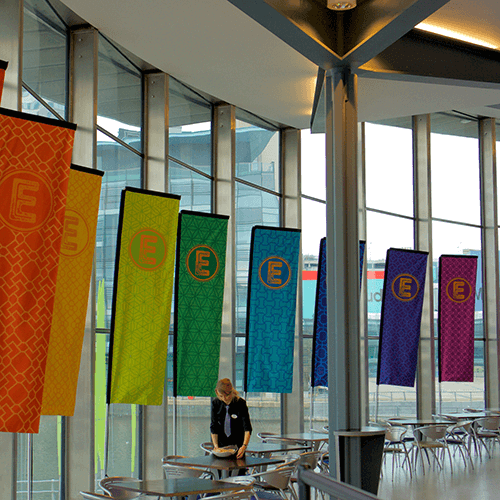 a line of flags 