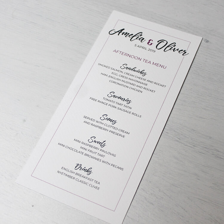 Menu In White