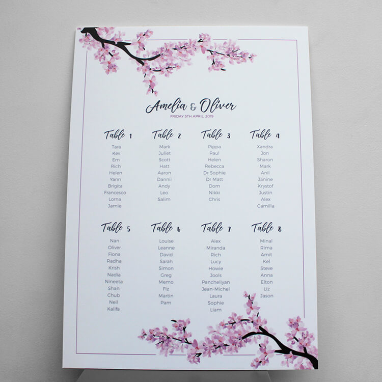 Cherry Blossom Table Plan Card